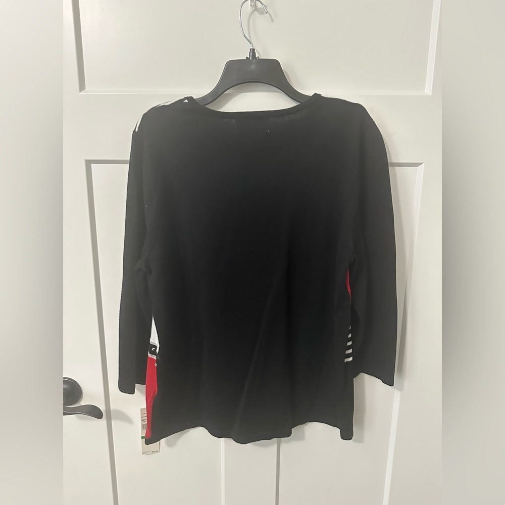 Alfred Dunner Black, Red, and White Long Sleeve Top - Picture 2 of 5